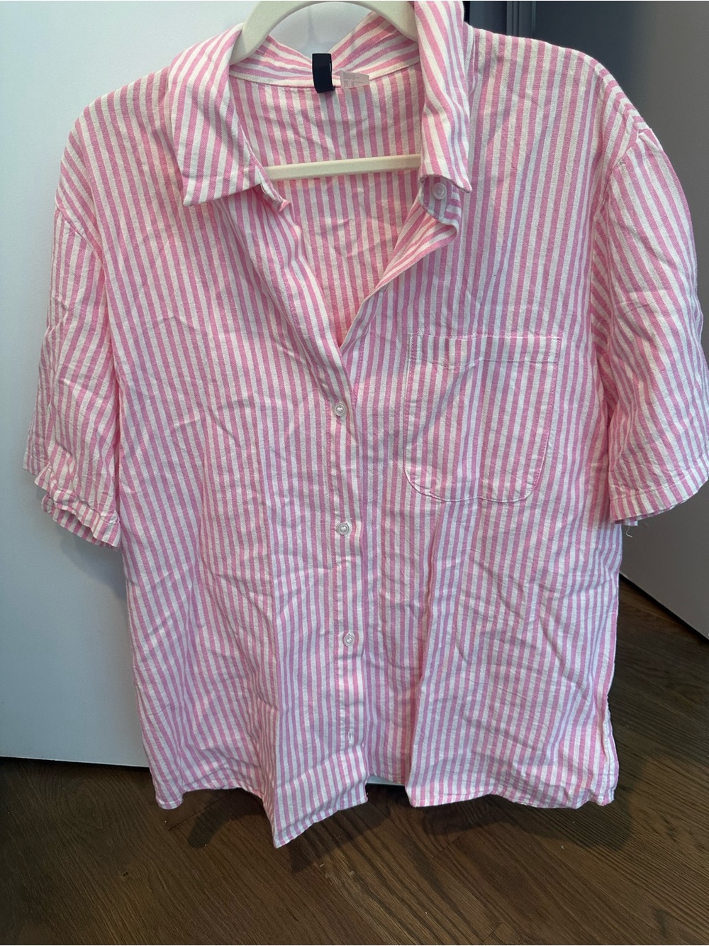 H&M Pink and White Striped Button-Down Shirt